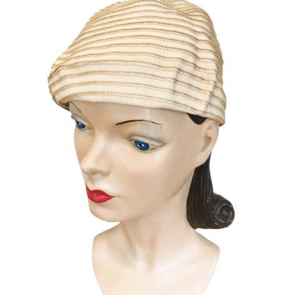 1960s Vintage Beige Cloche or Beret Hat - Picture 4 of 5
